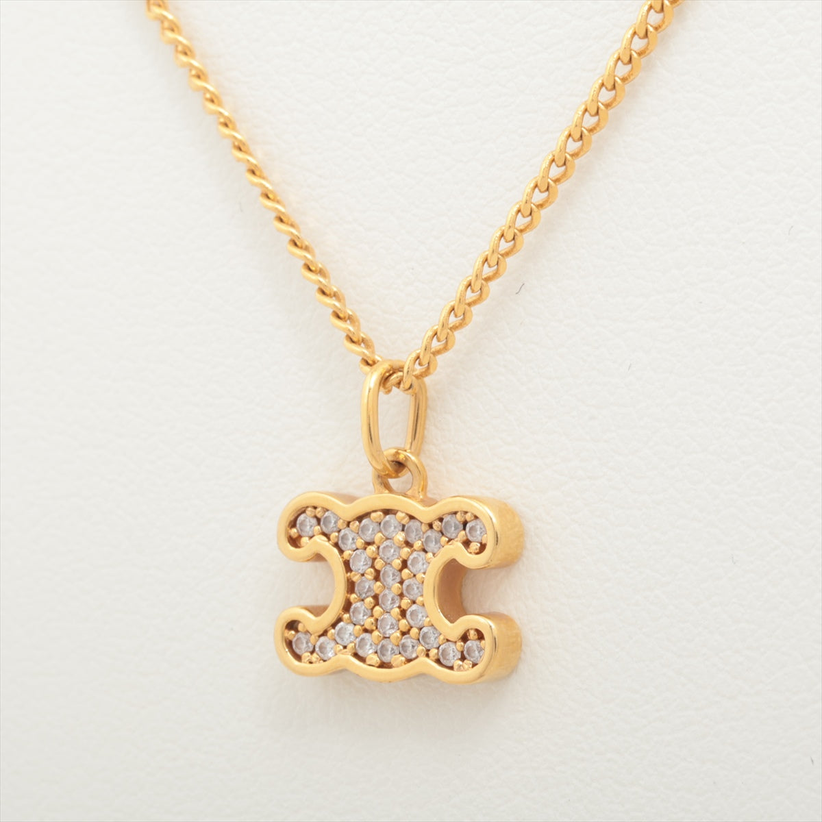 Luxury CELINE Triomphe Gold Rhinestone Necklace Costume Jewellery
