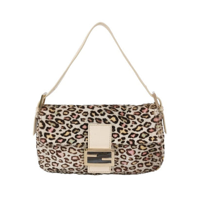 Fendi Baguette Pony-hair Calfskin Leather in leopard print white and Pink