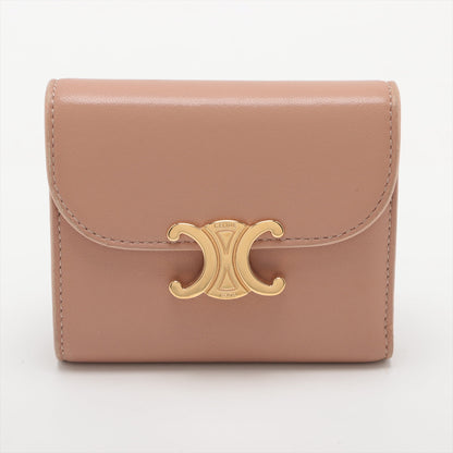 Luxury CELINE Triomphe Beige Compact Flap Cardholder Wallet