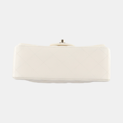 Chanel Classic Flap Rectangular Mini White Lambskin Silver Hardware, 2017