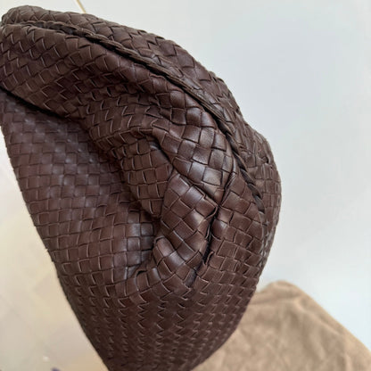 Bottega Veneta Belly Hobo Intreccio Lambskin Leather Dark Chocolate Brown Large 50cm