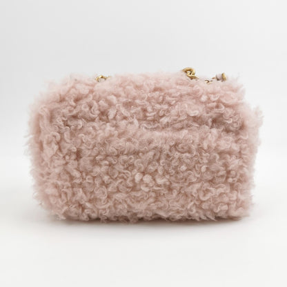Chanel 19 Bag 2021 Small Pink Shearling Flap Bag