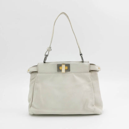Fendi Peekaboo Mini White Leather Corssbody Bag