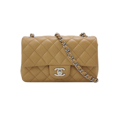 Chanel Classic Flap Rectangular Mini Beige Lambskin Silver Hardware 2018
