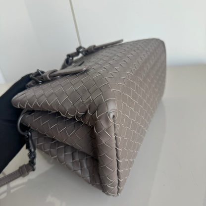 Bottega Veneta Roma Handbag Bag Intrecciato Nappa Leather Grey Mini 25cm