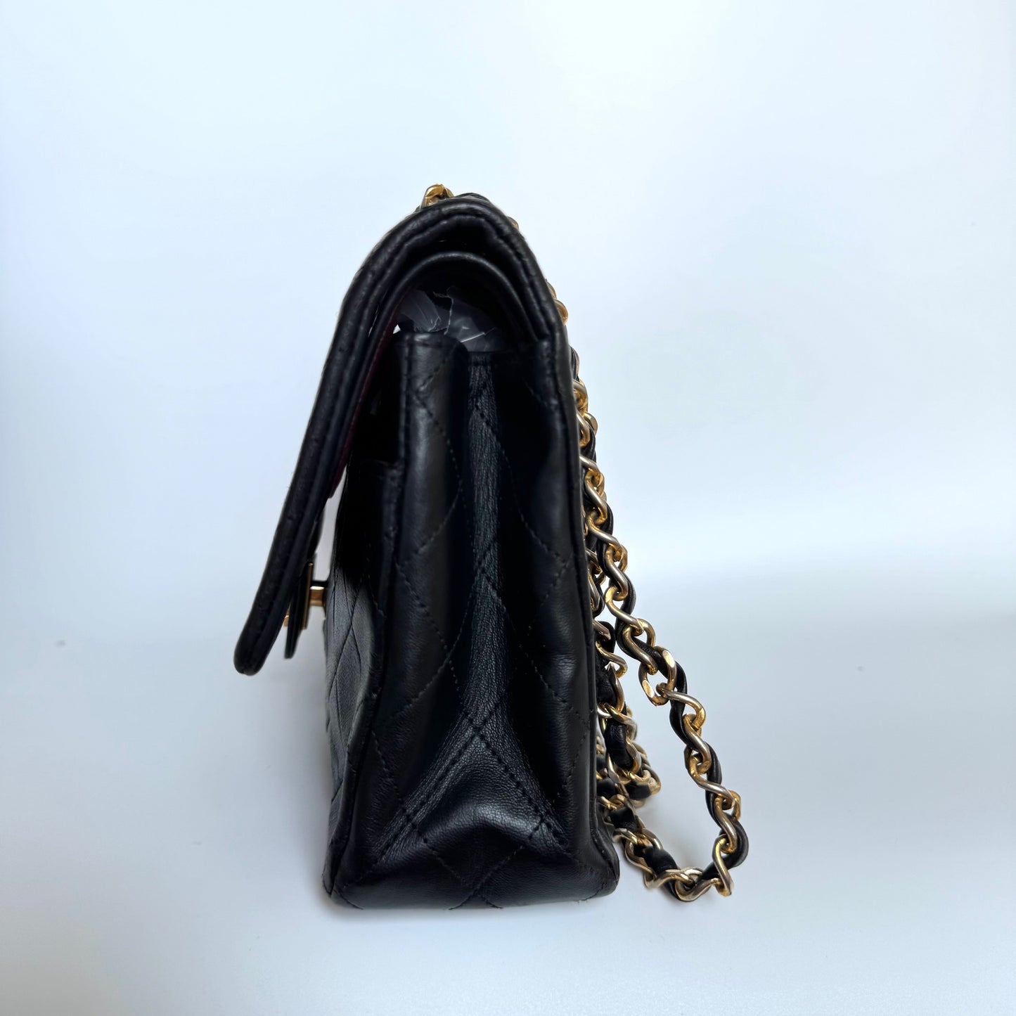 Chanel Classic Flap Vintage Medium Black Lambskin Leather with 24k Gold Hardware 1989-1991