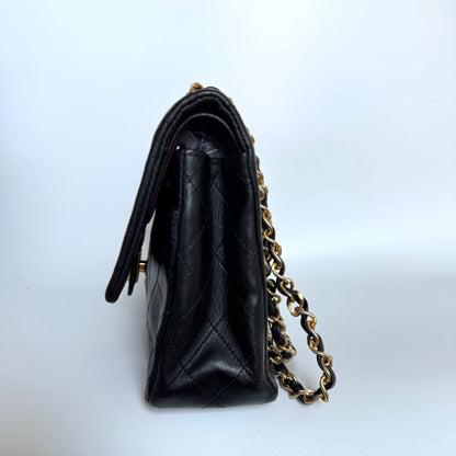 Chanel Classic Flap Vintage Medium Black Lambskin Leather with 24k Gold Hardware 1989-1991