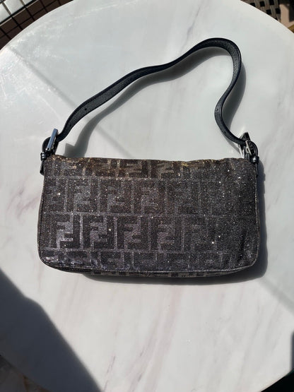 Fendi Baguette Glitter Zucca Print Shoulder bag