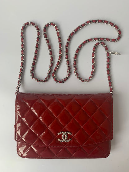Chanel Wallet On Chains WOC Timeless/ Classic Red Patent Leather