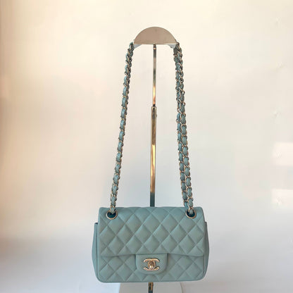 Chanel Classic Flap Rectangular Mini Misty Blue Lambskin, 2011-2012