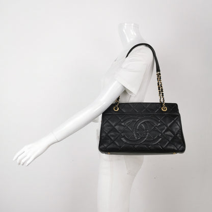 Chanel PST Petite Shopping Tote Black Caviar Leather CC Logo Gold Hardware 2012-13