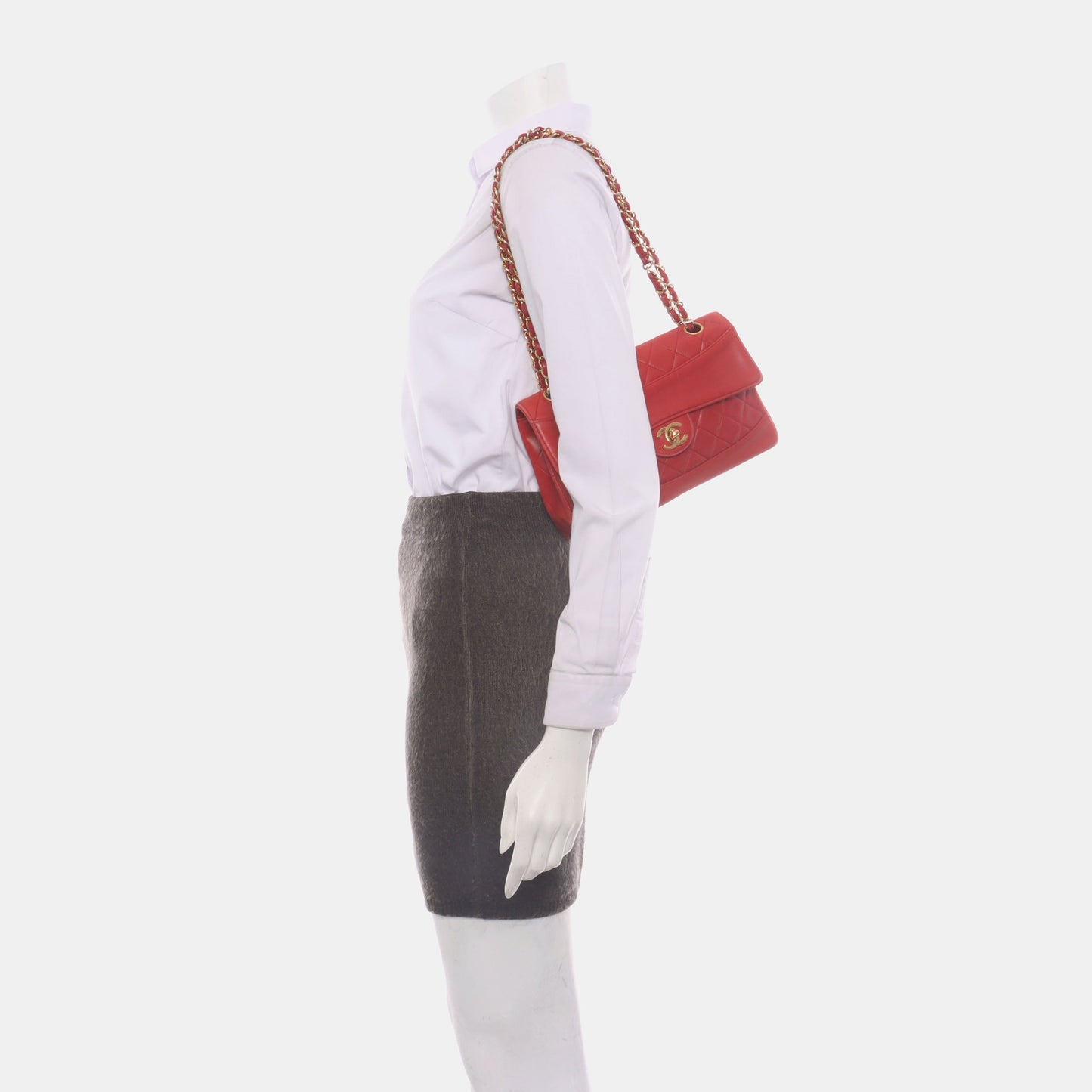 Chanel Classic Flap Vintage 1989 Red Lambskin Leather with 24k Gold Hardware