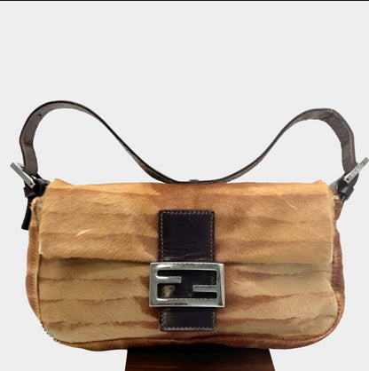 Fendi Baguette Pony-style Calfskin Leather Zebra Print