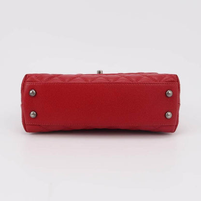 Chanel Coco Handle Small Red Caviar Leather Silver Hardware, 2016-2017