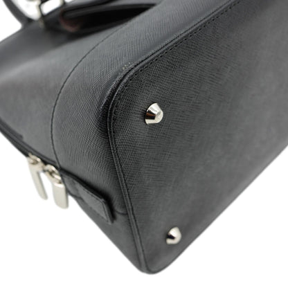 BURBERRY Dome Front Pocket Leather Top Handle Bag Black