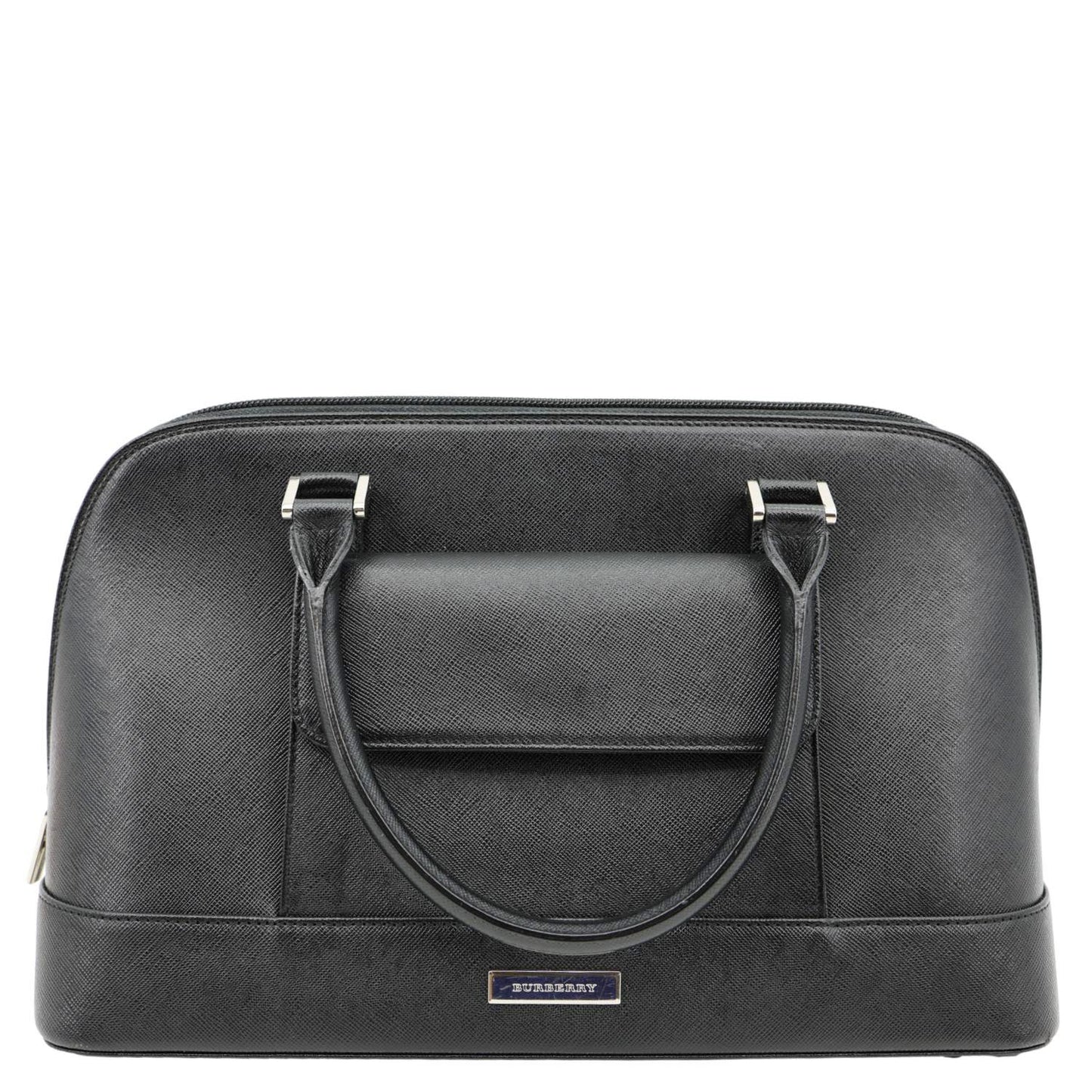 BURBERRY Dome Front Pocket Leather Top Handle Bag Black