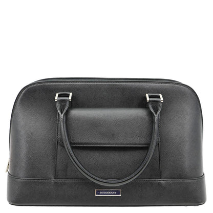 BURBERRY Dome Front Pocket Leather Top Handle Bag Black