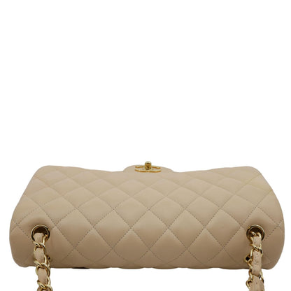 CHANEL Jumbo Classic Double Flap Quilted Lambskin Leather Shoulder Bag Beige