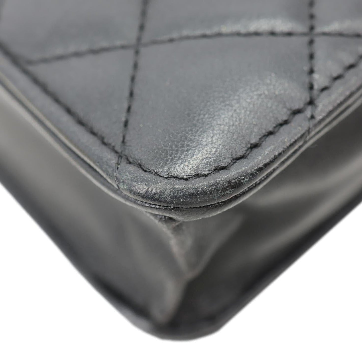 CHANEL WOC Quilted Lambskin Leather Crossbody Bag Black