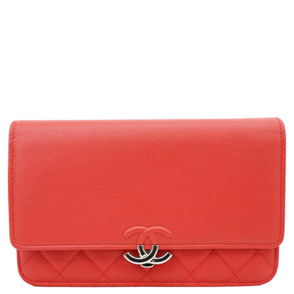 CHANEL Urban Companion Grained Calfskin Leather WOC Crossbody Bag Red