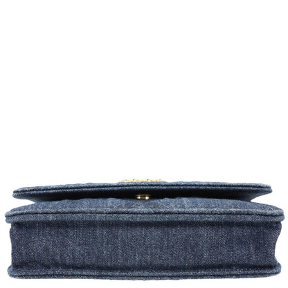 CHANEL 19 Flap Denim Wallet On Chain Shoulder Bag Blue