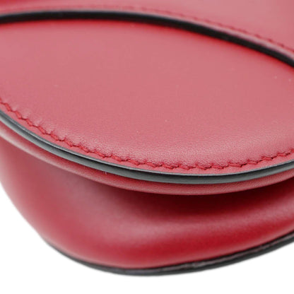 CHRISTIAN DIOR Saddle Smooth Leather Shoulder Bag Maroon
