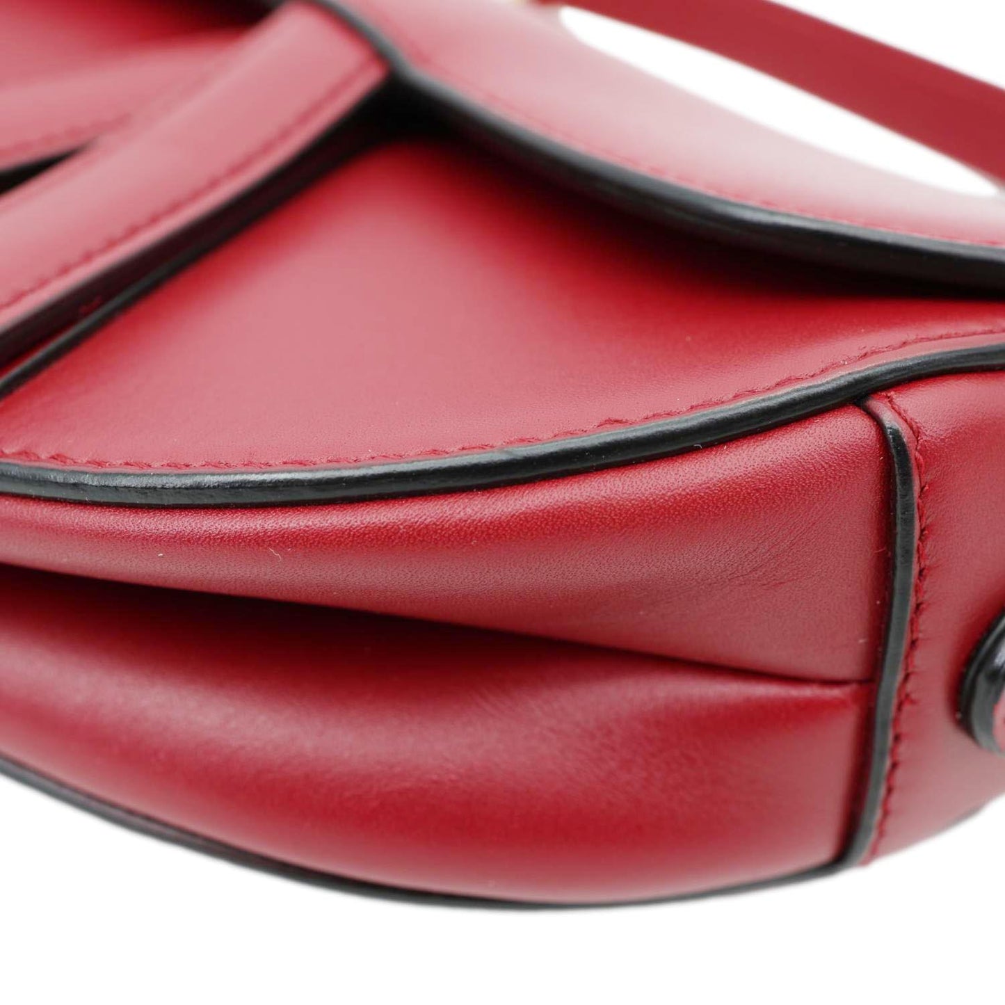 CHRISTIAN DIOR Saddle Smooth Leather Shoulder Bag Maroon