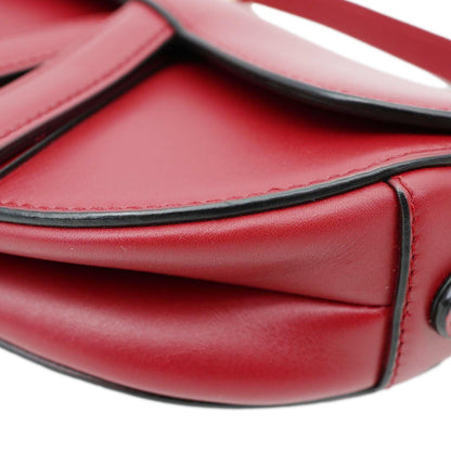 CHRISTIAN DIOR Saddle Smooth Leather Shoulder Bag Maroon