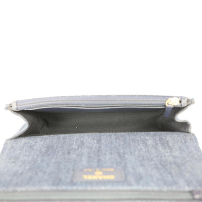 CHANEL 19 Flap Denim Wallet On Chain Shoulder Bag Blue