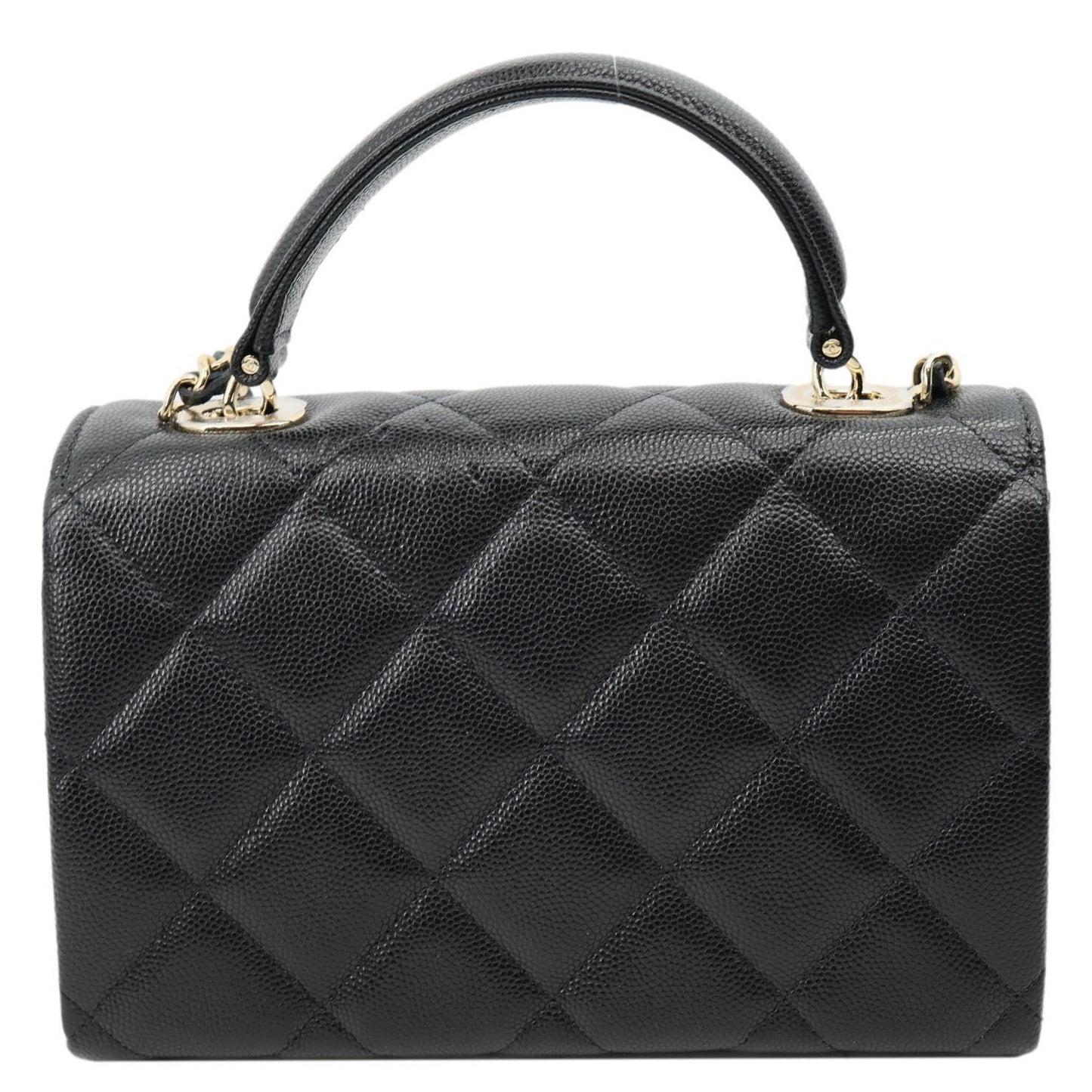 CHANEL Retro Twist Mini Quilted Caviar Leather Top Handle Shoulder Bag Black