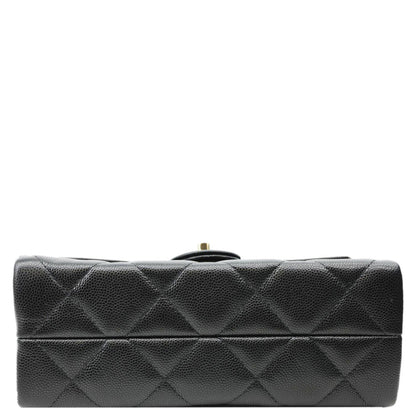 CHANEL Retro Twist Mini Quilted Caviar Leather Top Handle Shoulder Bag Black