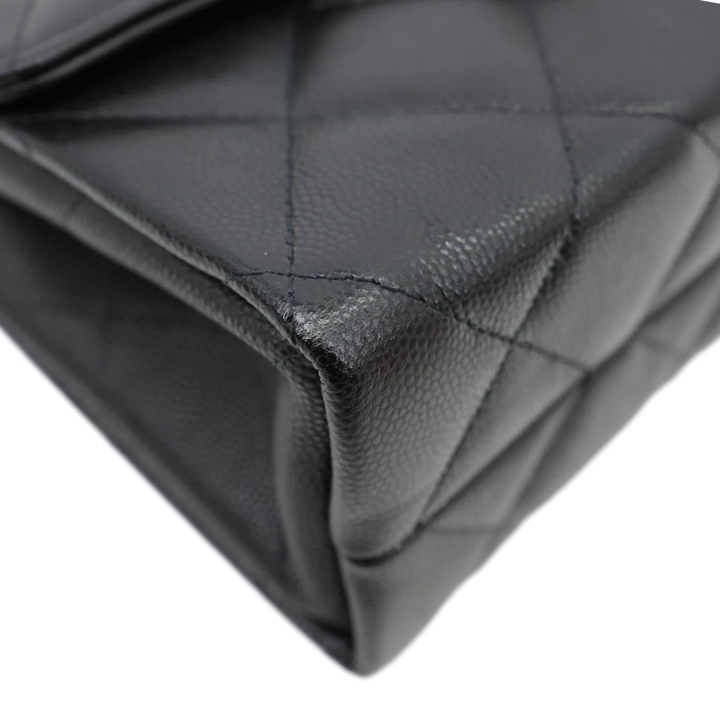 CHANEL Retro Twist Mini Quilted Caviar Leather Top Handle Shoulder Bag Black
