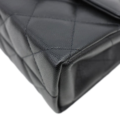 CHANEL Retro Twist Mini Quilted Caviar Leather Top Handle Shoulder Bag Black