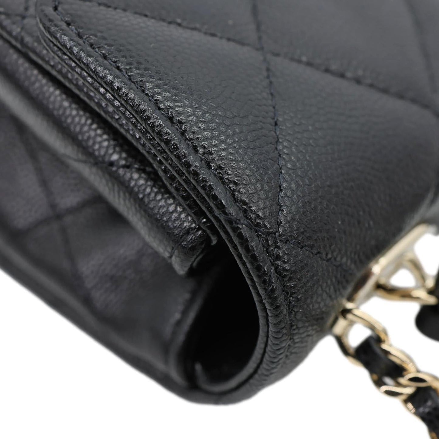 CHANEL Retro Twist Mini Quilted Caviar Leather Top Handle Shoulder Bag Black