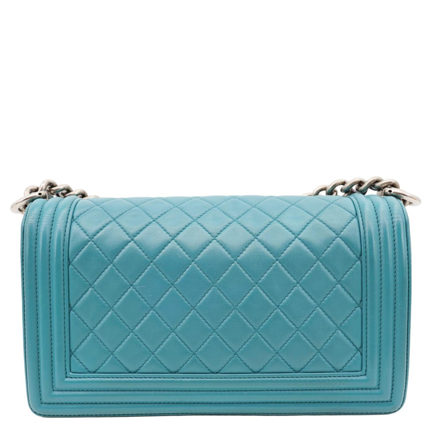 CHANEL Boy Flap Medium Quilted Leather Crossbody Bag Teal