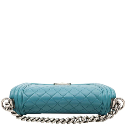 CHANEL Boy Flap Medium Quilted Leather Crossbody Bag Teal
