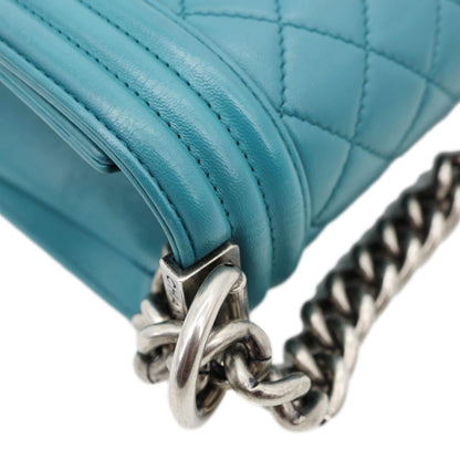 CHANEL Boy Flap Medium Quilted Leather Crossbody Bag Teal