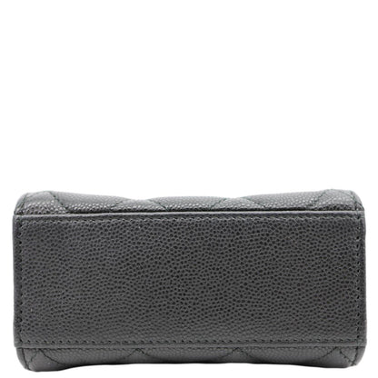 CHANEL Golden Class Quilted Caviar Leather Phone Holder Black