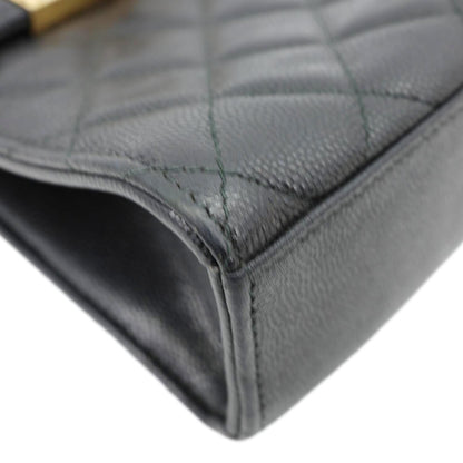 CHANEL Golden Class Quilted Caviar Leather Phone Holder Black