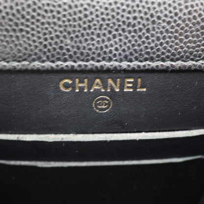 CHANEL Golden Class Quilted Caviar Leather Phone Holder Black