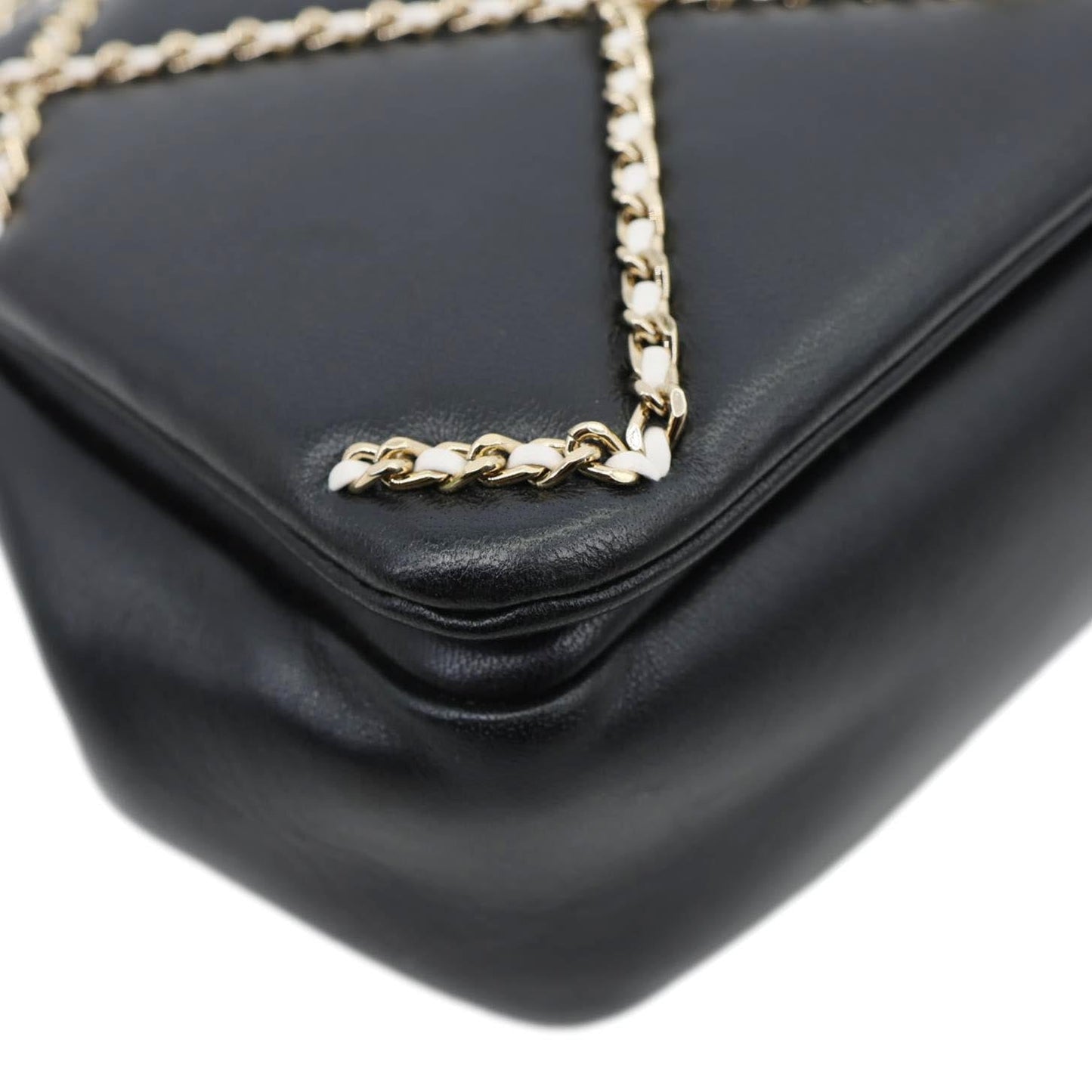 CHANEL Entwined Flap Small Lambskin Leather Chain Crossbody Black