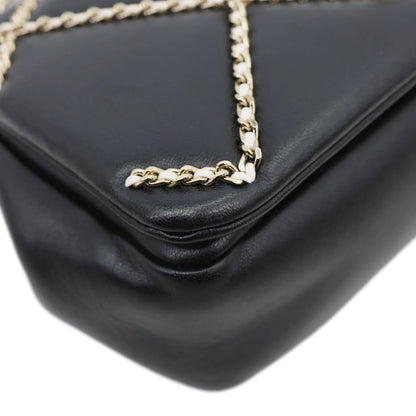 CHANEL Entwined Flap Small Lambskin Leather Chain Crossbody Black