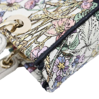 CHRISTIAN DIOR Lady D-Lite Medium Floral Embroidered Canvas Shoulder Bag Multicolor