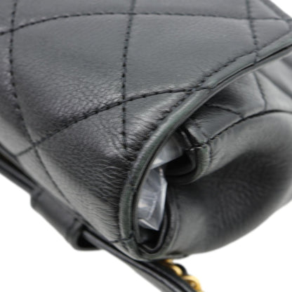 CHANEL Envelope Flap Quilted Leather Chain Belt Bag Black
