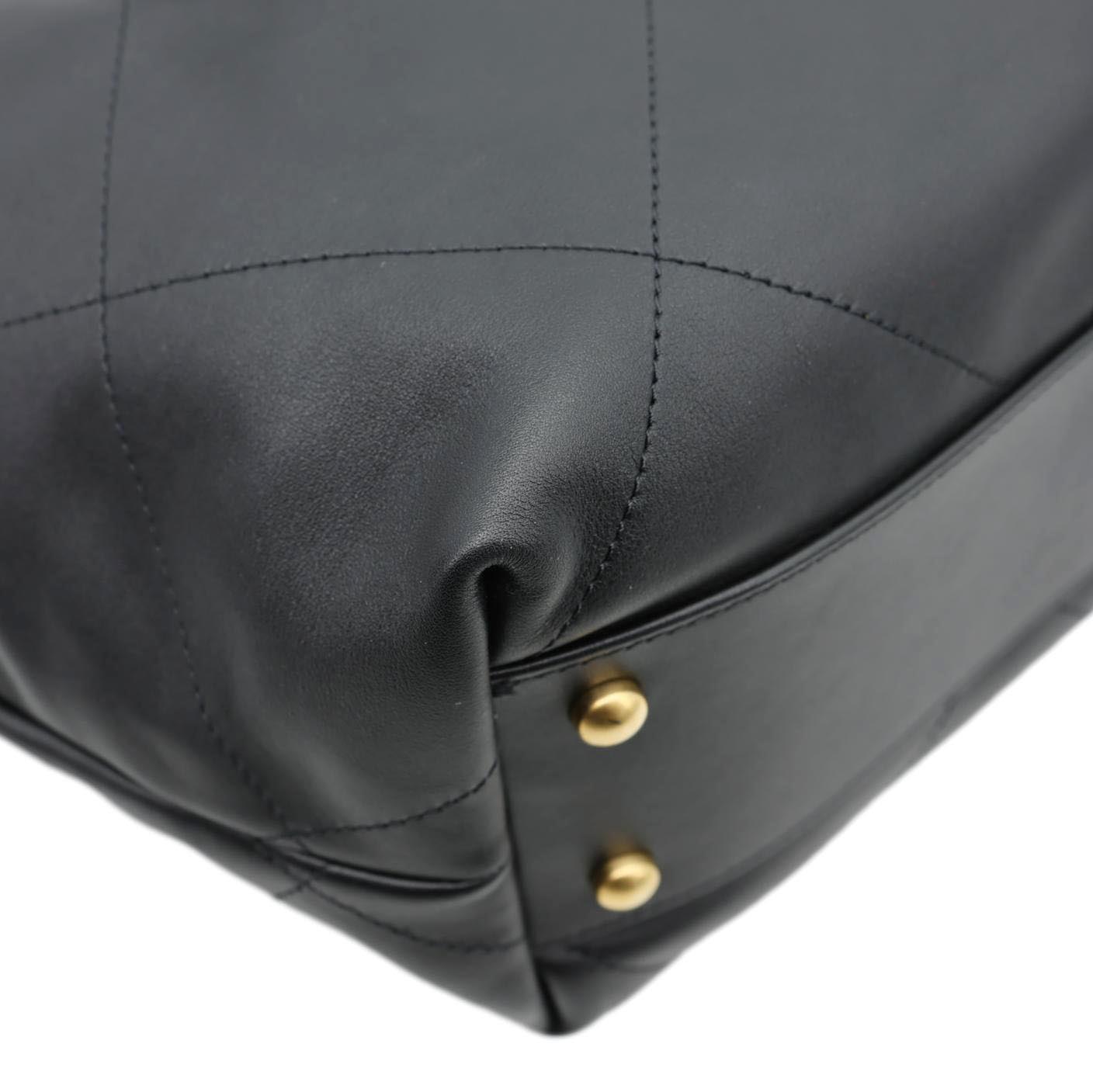 CHANEL Coco Calfskin Leather Shopping Tote Bag Black