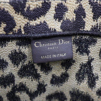 CHRISTIAN DIOR Book Large Leopard Mizza Embroidered Tote Bag Beige