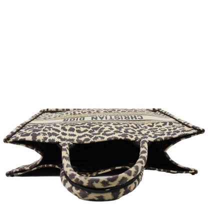 CHRISTIAN DIOR Book Large Leopard Mizza Embroidered Tote Bag Beige