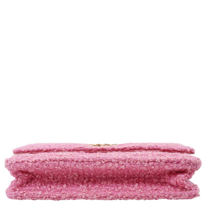 CHANEL 19 Flap Wool Tweed Wallet On Chain Shoulder Bag Pink