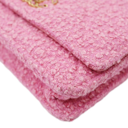 CHANEL 19 Flap Wool Tweed Wallet On Chain Shoulder Bag Pink