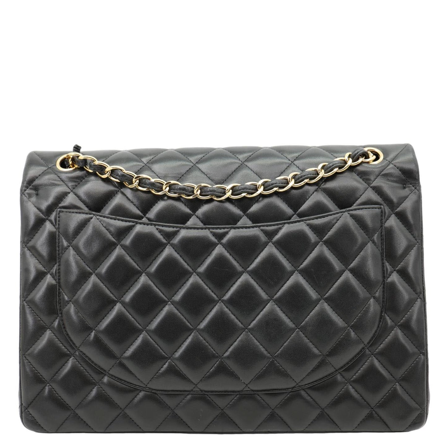 CHANEL Maxi Classic Double Flap Calfskin Leather Shoulder Bag Black